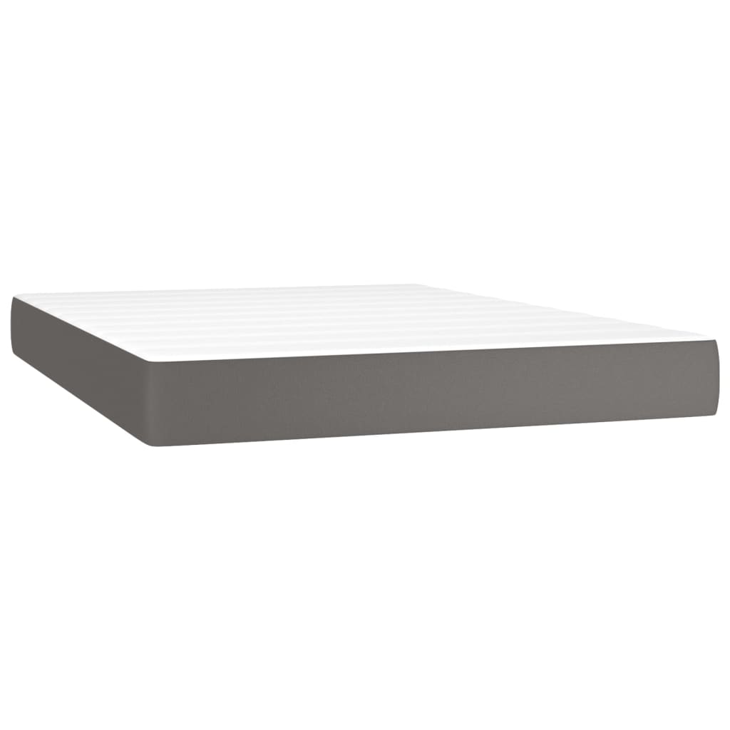 Box Spring Postel S Matrací Šedá Umělá Kůže Šedá