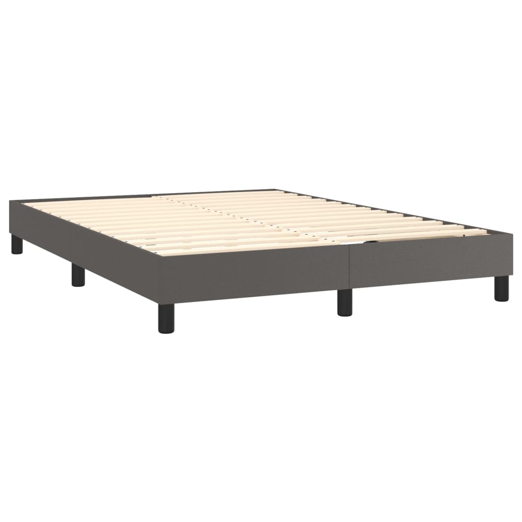 Box Spring Postel S Matrací Šedá Umělá Kůže Šedá
