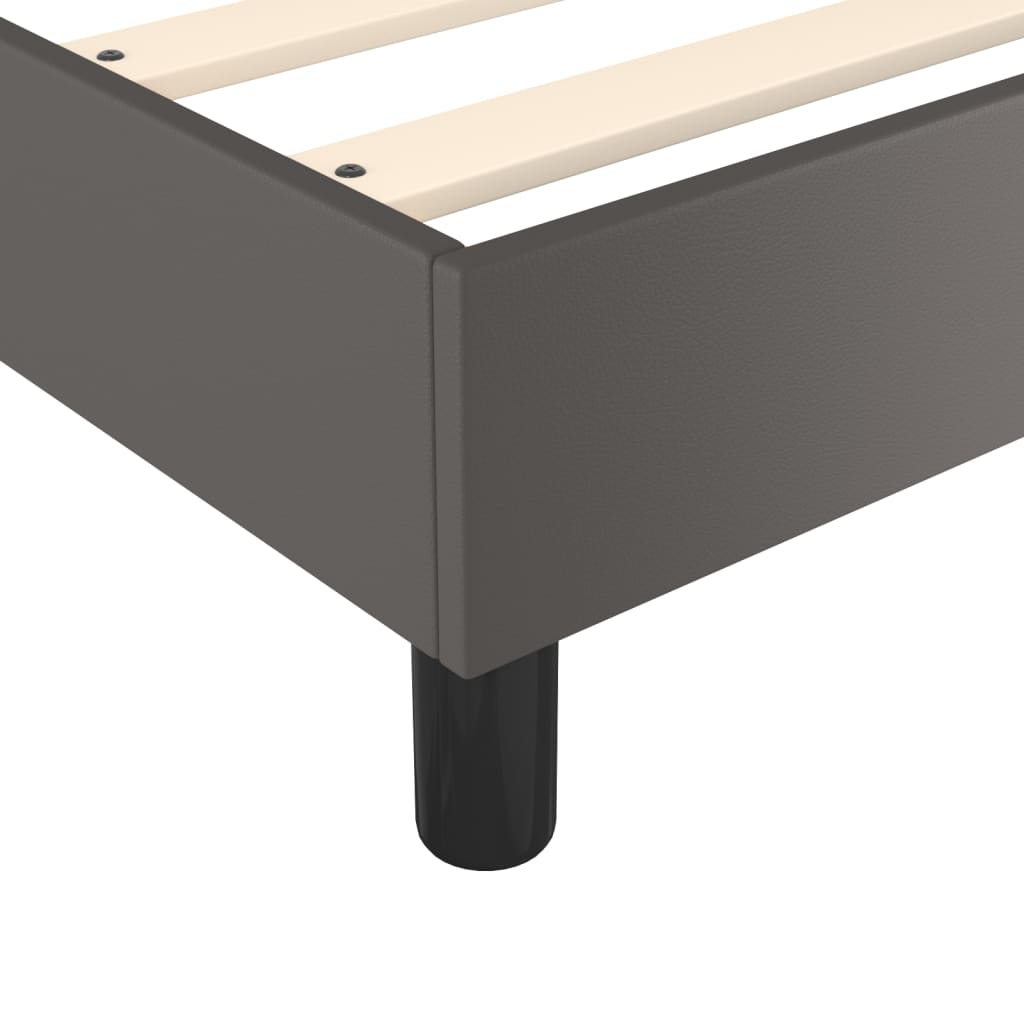 Box Spring Postel S Matrací Šedá Umělá Kůže Šedá