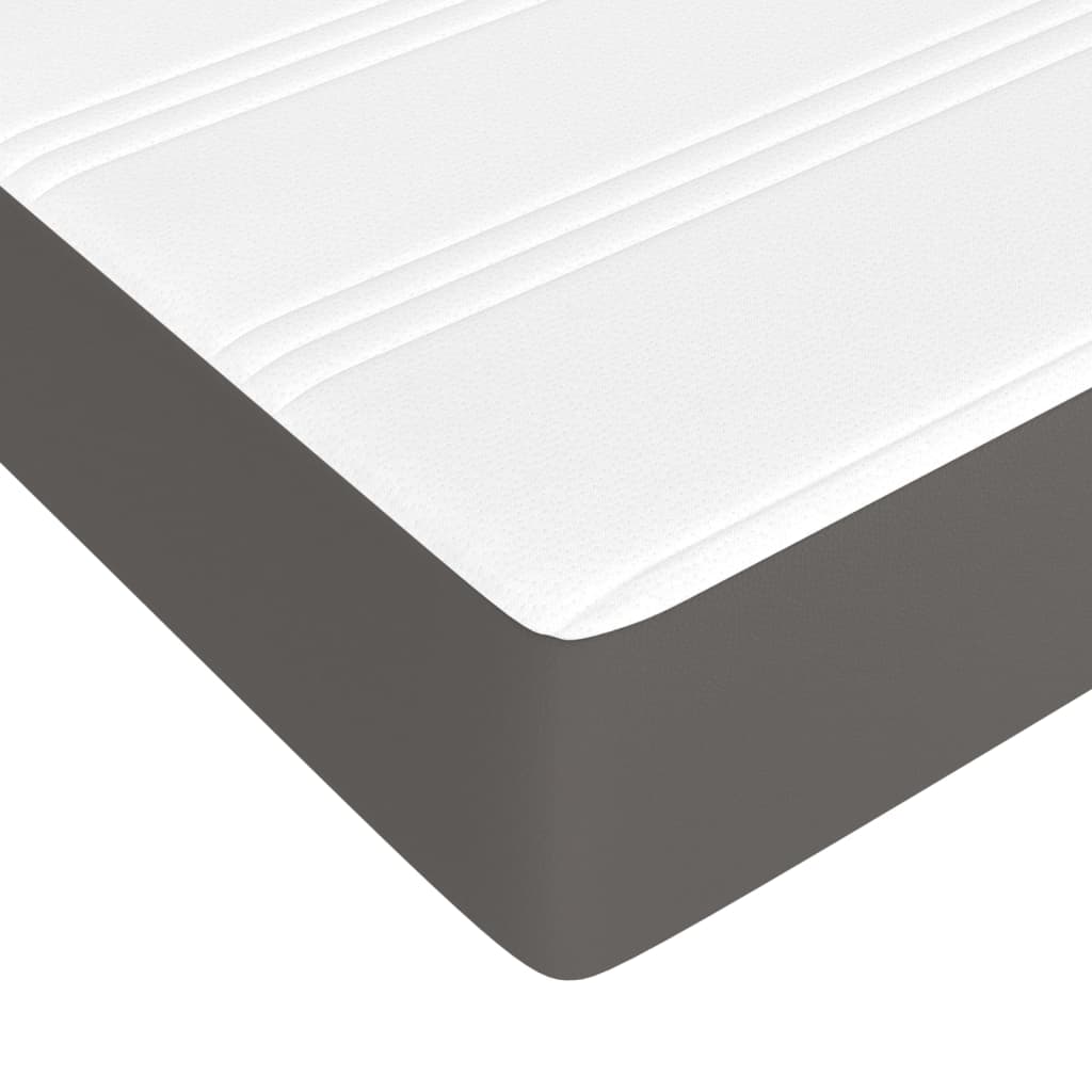 Box Spring Postel S Matrací Šedá Umělá Kůže Šedá