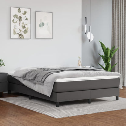 Box Spring Postel S Matrací Šedá Umělá Kůže Šedá