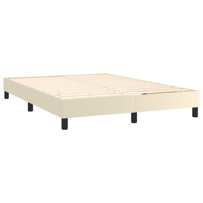 Box Spring Postel S Matrací Krémová 140X200 Cm Umělá Kůže