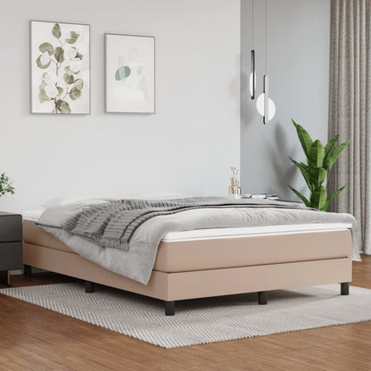 Box Spring Postel S Matrací Umělá Kůže Cappuccino