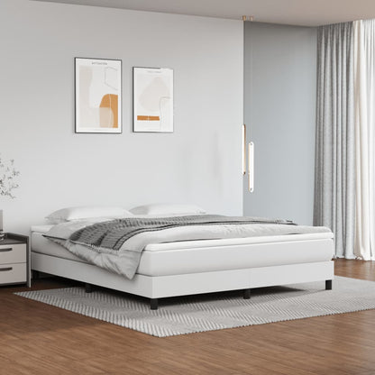 Box Spring Postel S Matrací Umělá Kůže Bílá