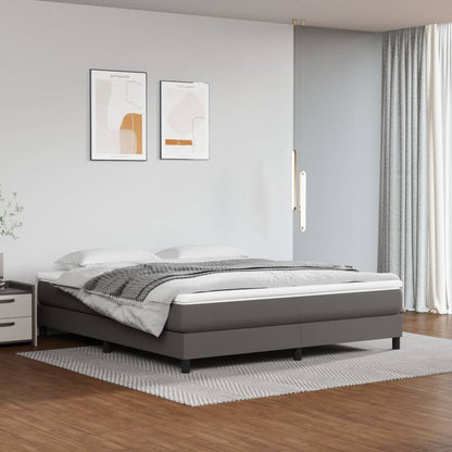 Box Spring Postel S Matrací Šedá Umělá Kůže Šedá