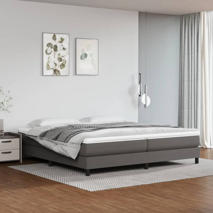 Box Spring Postel S Matrací Šedá Umělá Kůže Šedá