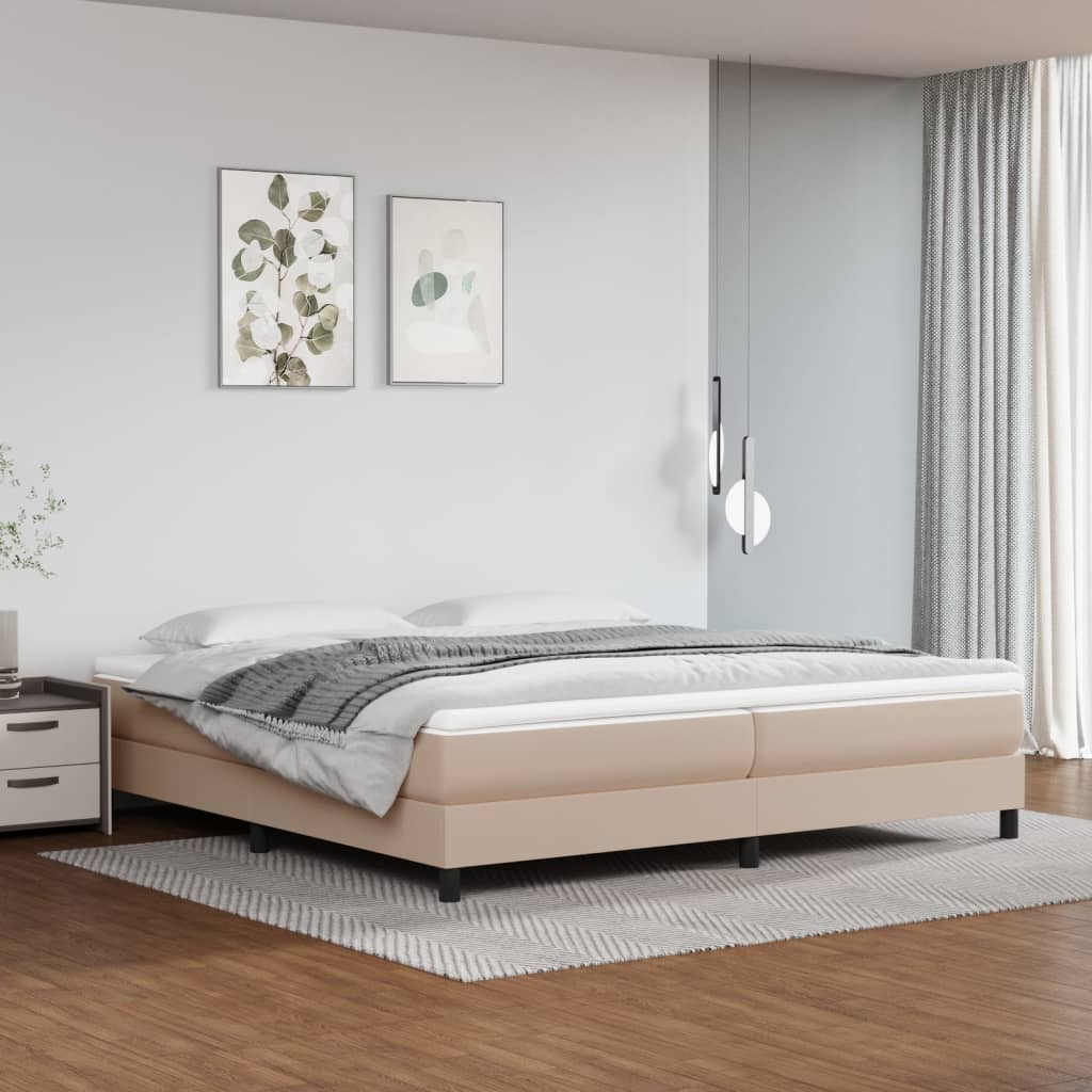 Box Spring Postel S Matrací Umělá Kůže Cappuccino