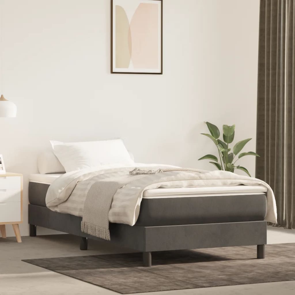 Box Spring Postel S Matrací Tmavě Šedá 80 X 200 Cm Samet