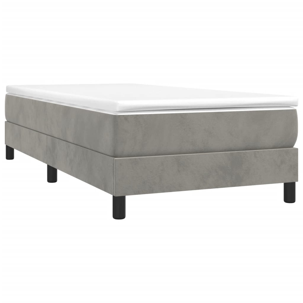 Box Spring Postel S Matrací Světle Šedá 100X200 Cm Samet