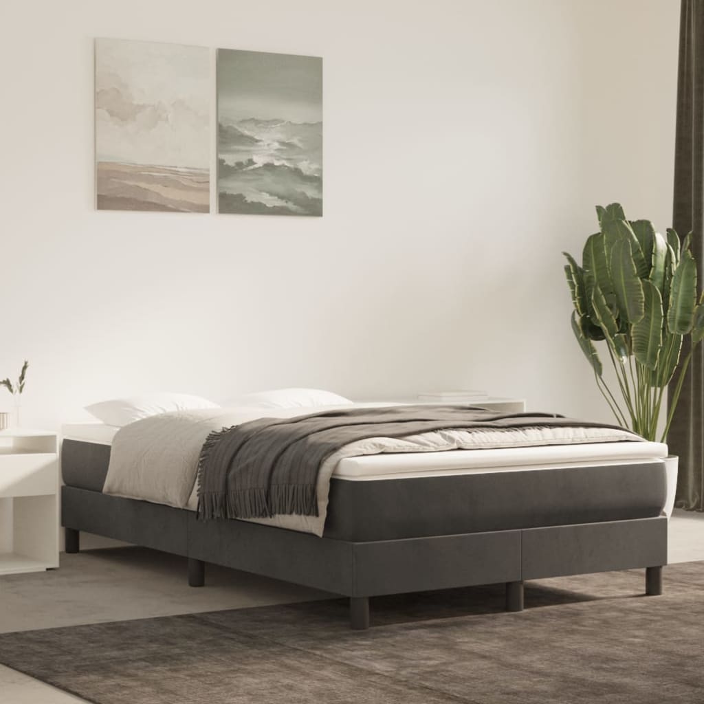 Box Spring Postel S Matrací Tmavě Šedá 120 X 200 Cm Samet