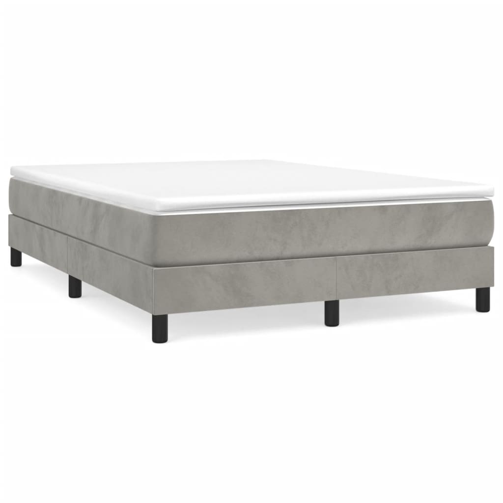 Box Spring Postel S Matrací Světle Šedá 140X200 Cm Samet