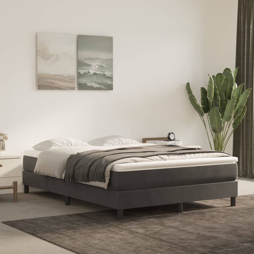 Box Spring Postel S Matrací Tmavě Šedá 140X200 Cm Samet
