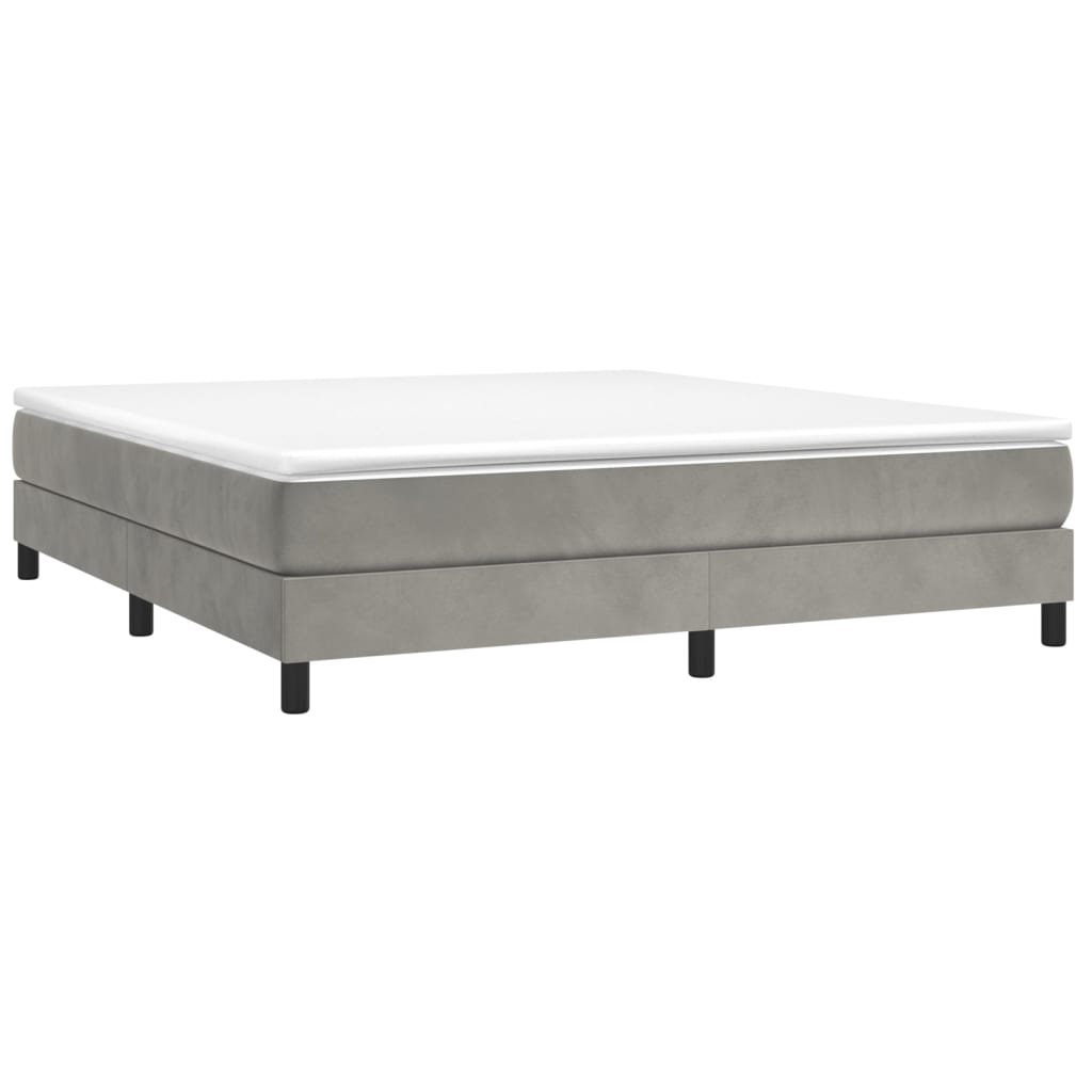 Box Spring Postel S Matrací Samet Světle Šedá