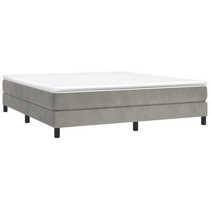 Box Spring Postel S Matrací Samet Světle Šedá