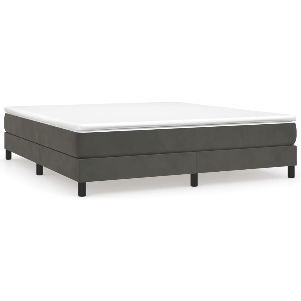 Box Spring Postel S Matrací Samet Tmavě Šedá