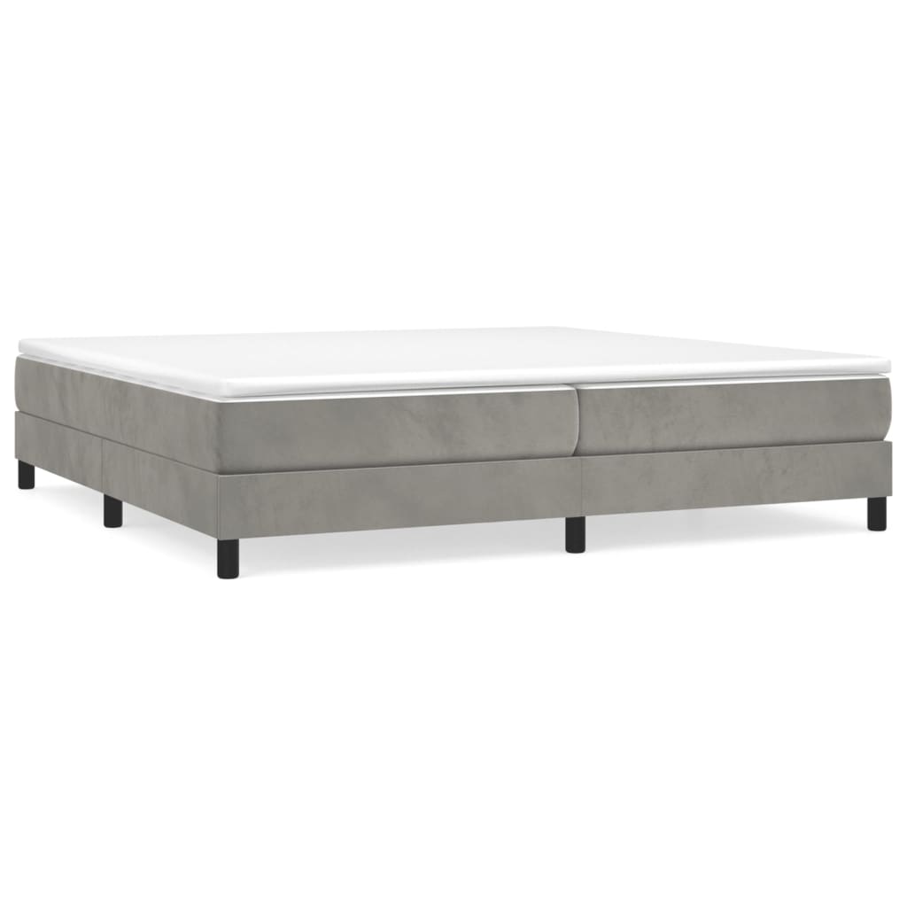 Box Spring Postel S Matrací Světle Šedá 200X200 Cm Samet