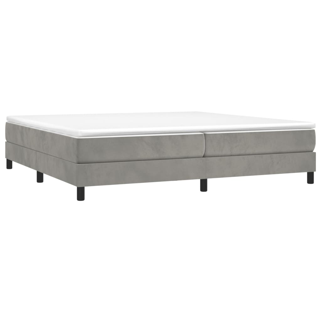 Box Spring Postel S Matrací Světle Šedá 200X200 Cm Samet