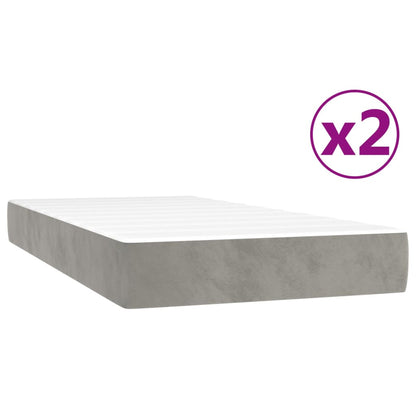 Box Spring Postel S Matrací Světle Šedá 200X200 Cm Samet