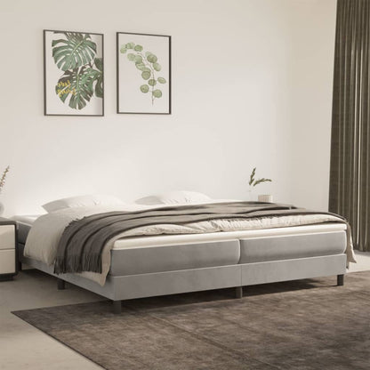 Box Spring Postel S Matrací Světle Šedá 200X200 Cm Samet