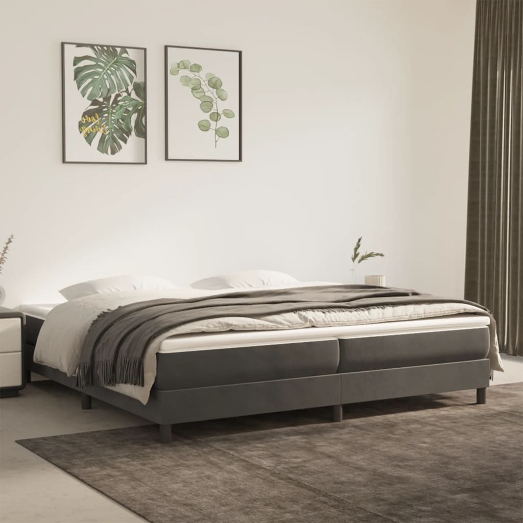 Box Spring Postel S Matrací Tmavě Šedá 200X200 Cm Samet