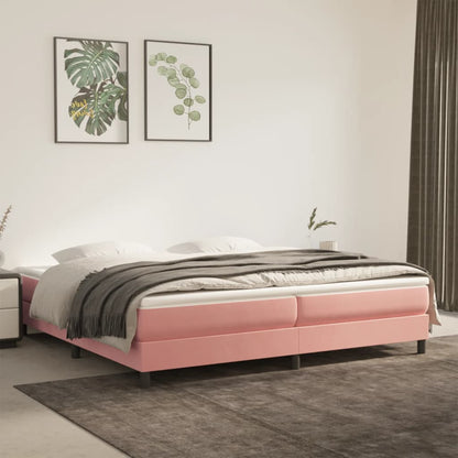 Box Spring Postel S Matrací Samet Růžová