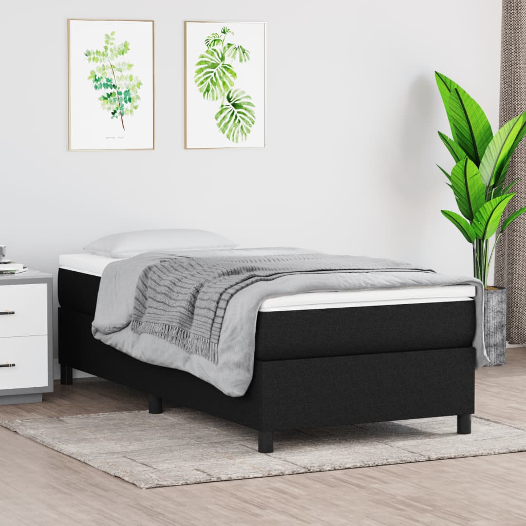 Box Spring Postel S Matrací Černá Textil Černá