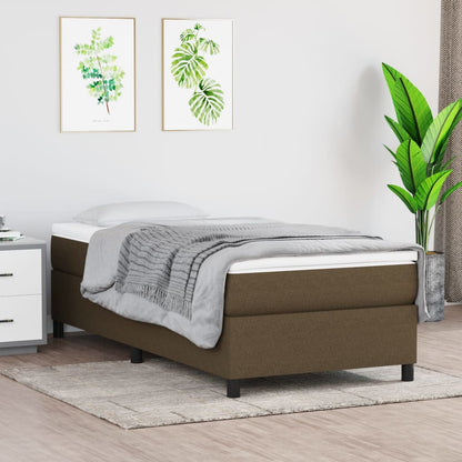 Box Spring Postel S Matrací Textil Tmavě Hnědá