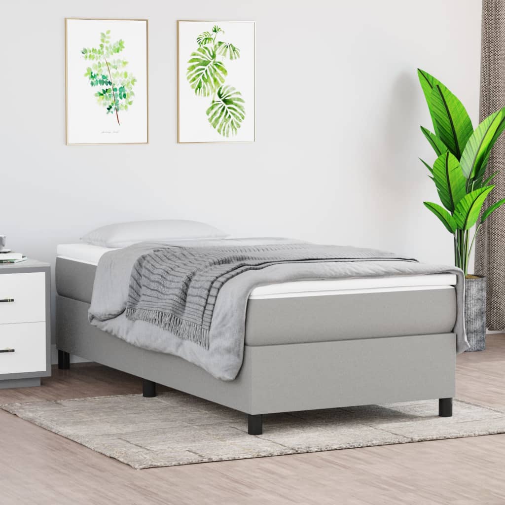 Box Spring Postel S Matrací Textil Světle Šedá
