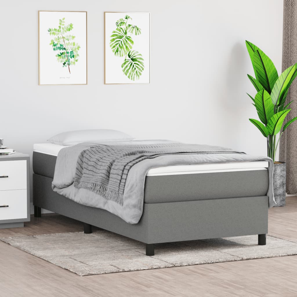 Box Spring Postel S Matrací Textil Tmavě Šedá