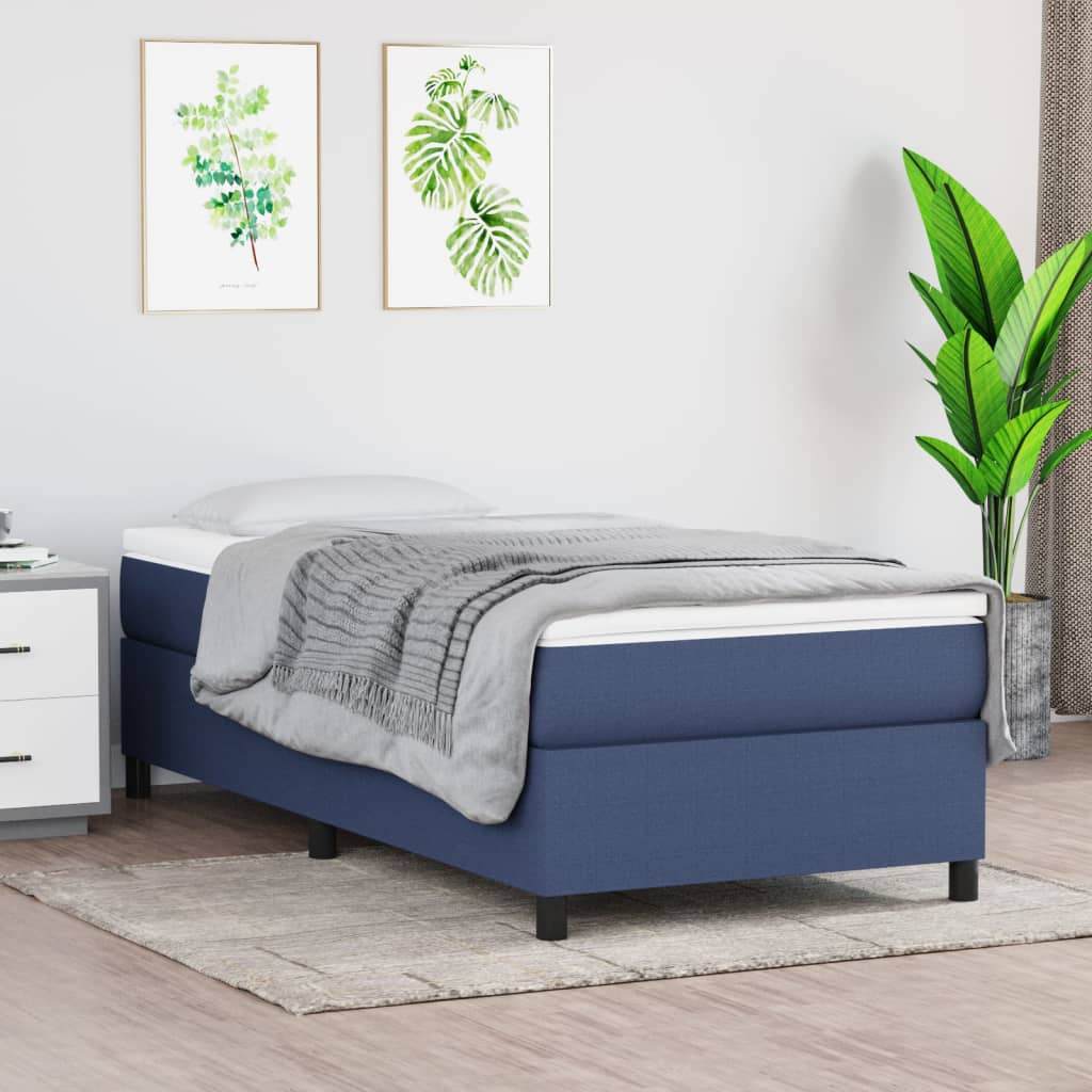 Box Spring Postel S Matrací Textil Modrá