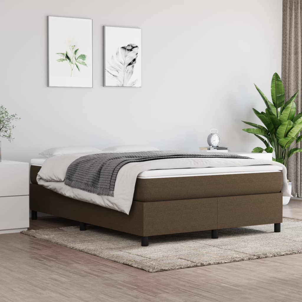 Box Spring Postel S Matrací Textil Tmavě Hnědá
