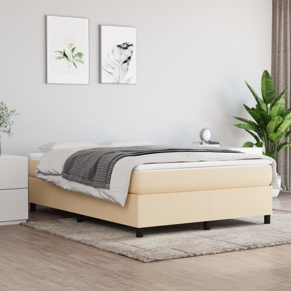 Box Spring Postel S Matrací Textil Krémová