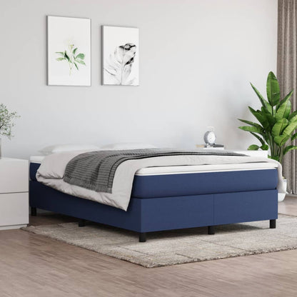 Box Spring Postel S Matrací Textil Modrá