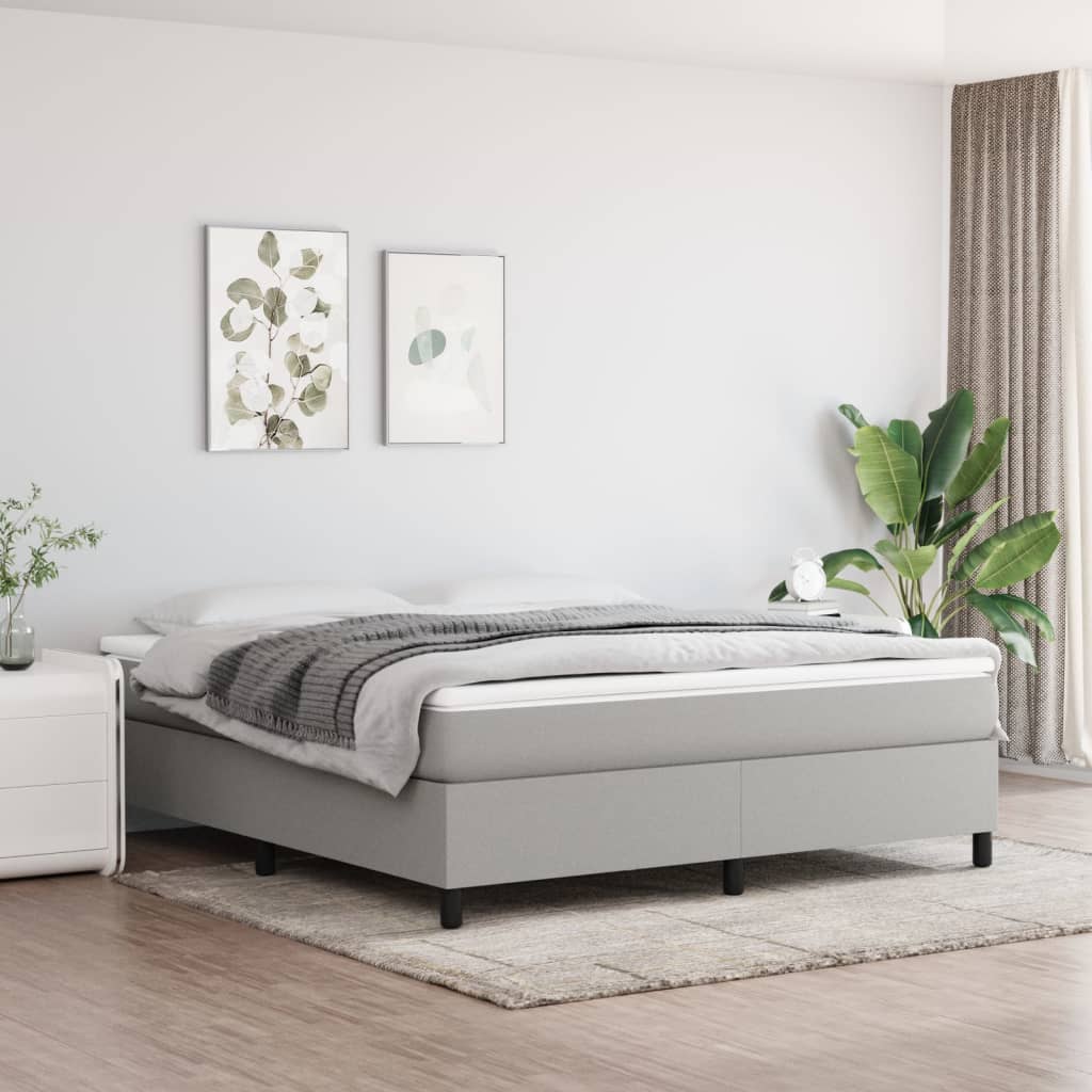 Box Spring Postel S Matrací Textil Světle Šedá