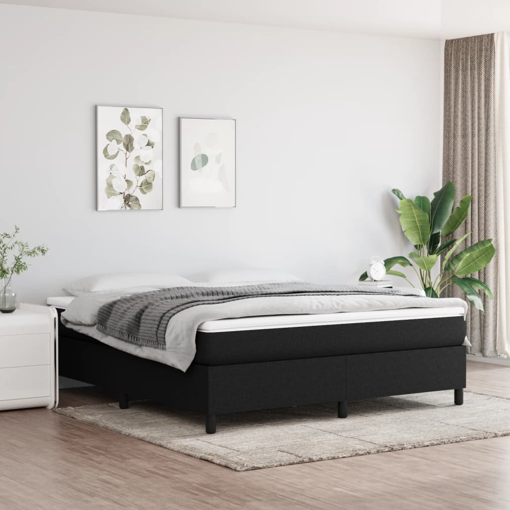 Box Spring Postel S Matrací Černá Textil Černá