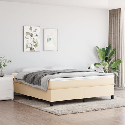 Box Spring Postel S Matrací Textil Krémová