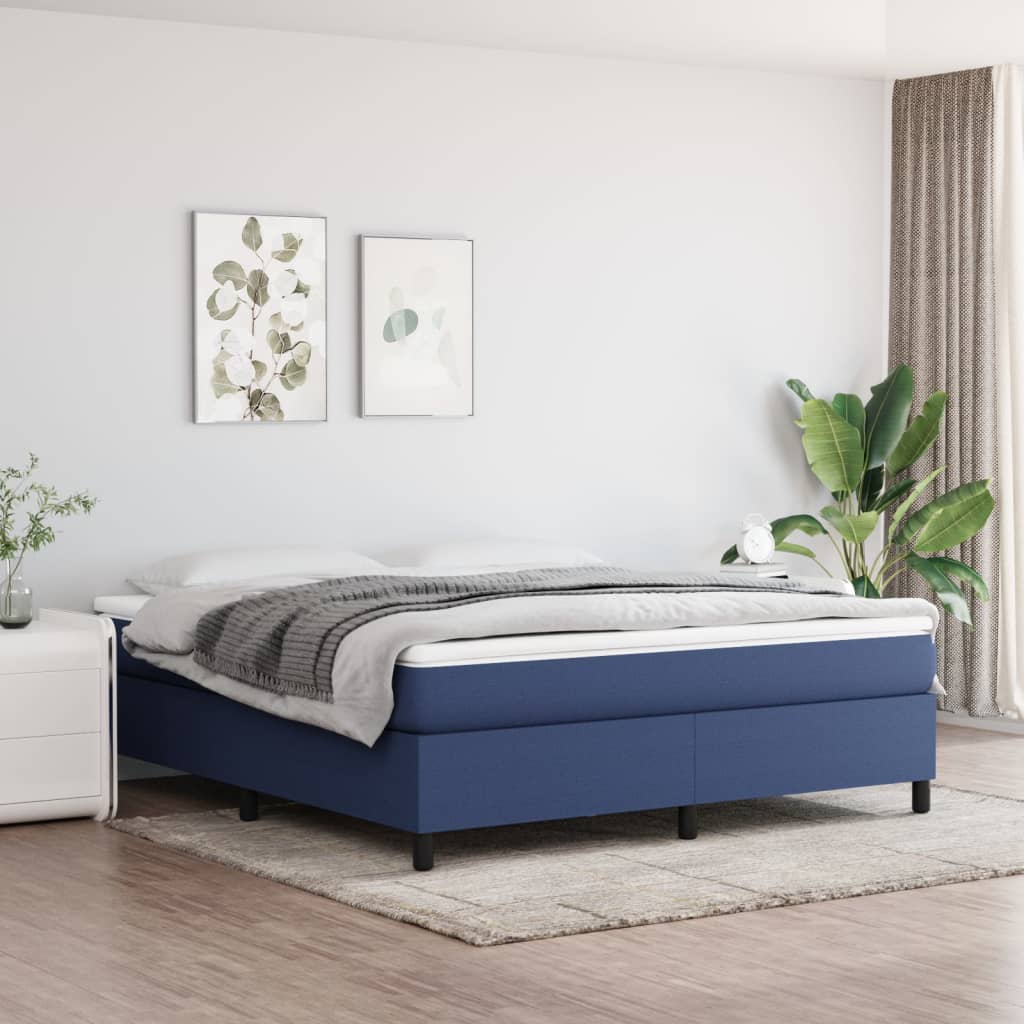 Box Spring Postel S Matrací Textil Modrá