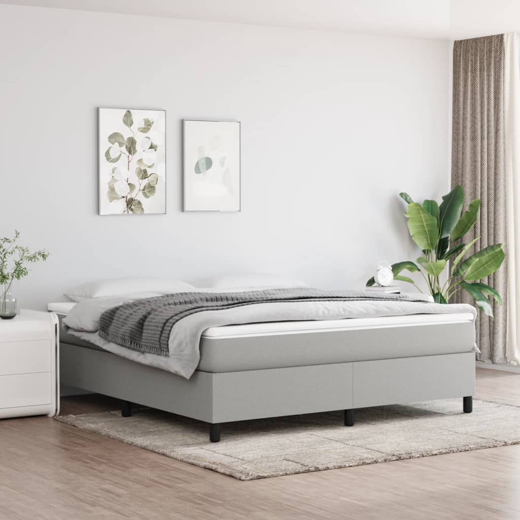 Box Spring Postel S Matrací Textil Světle Šedá