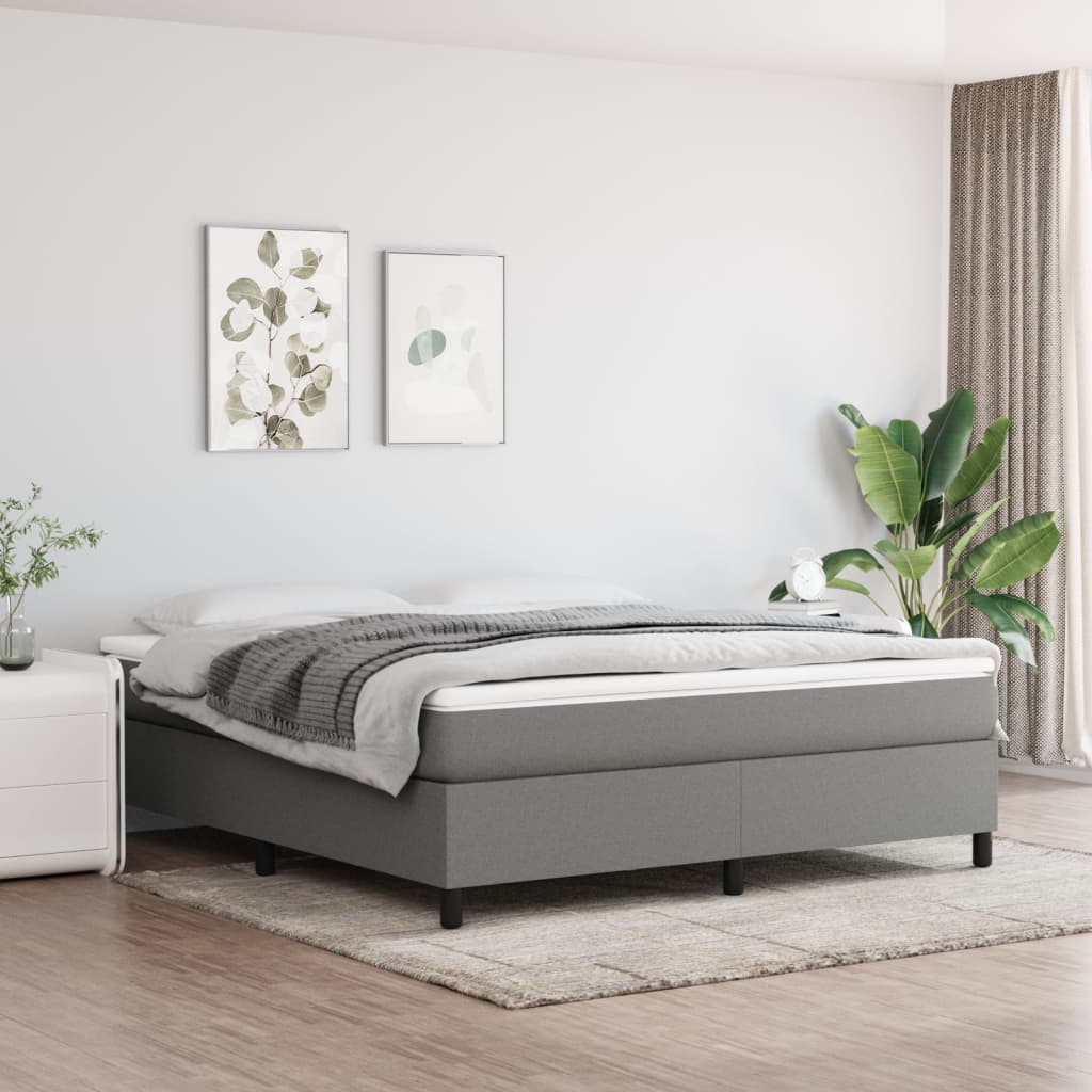 Box Spring Postel S Matrací Textil Tmavě Šedá