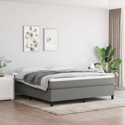 Box Spring Postel S Matrací Textil Tmavě Šedá