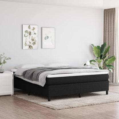 Box Spring Postel S Matrací Černá Textil Černá