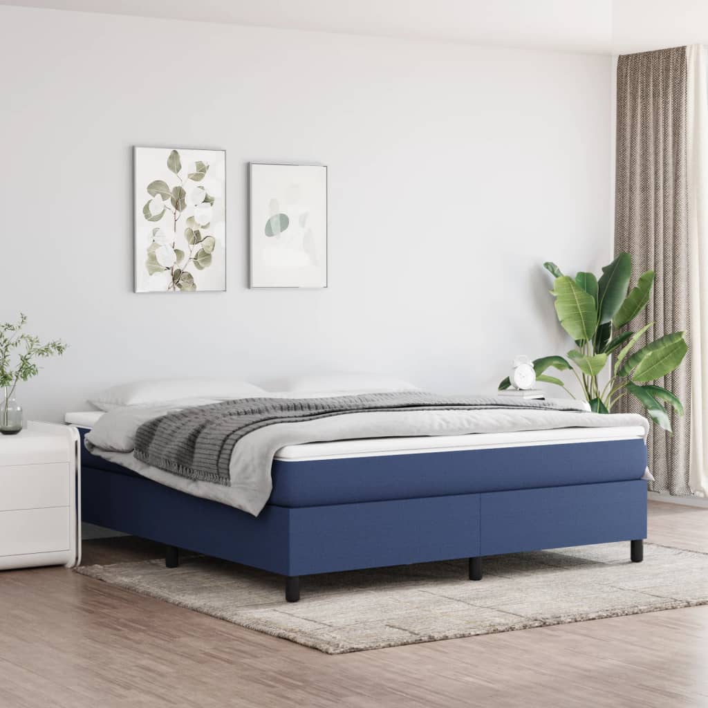 Box Spring Postel S Matrací Textil Modrá