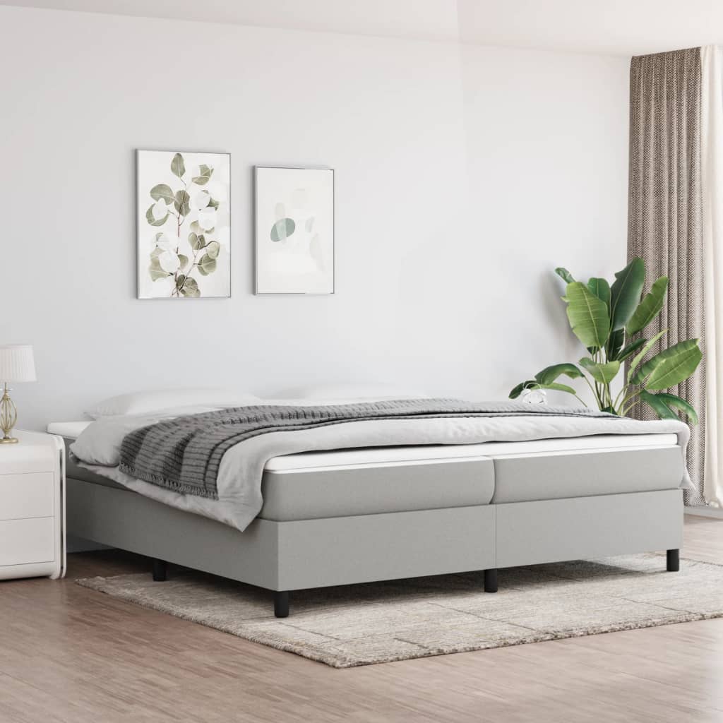 Box Spring Postel S Matrací Textil Světle Šedá