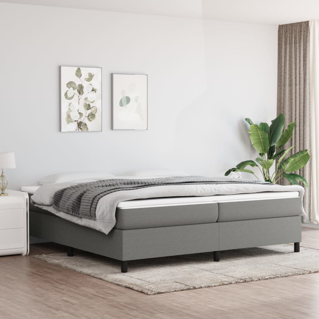 Box Spring Postel S Matrací Textil Tmavě Šedá