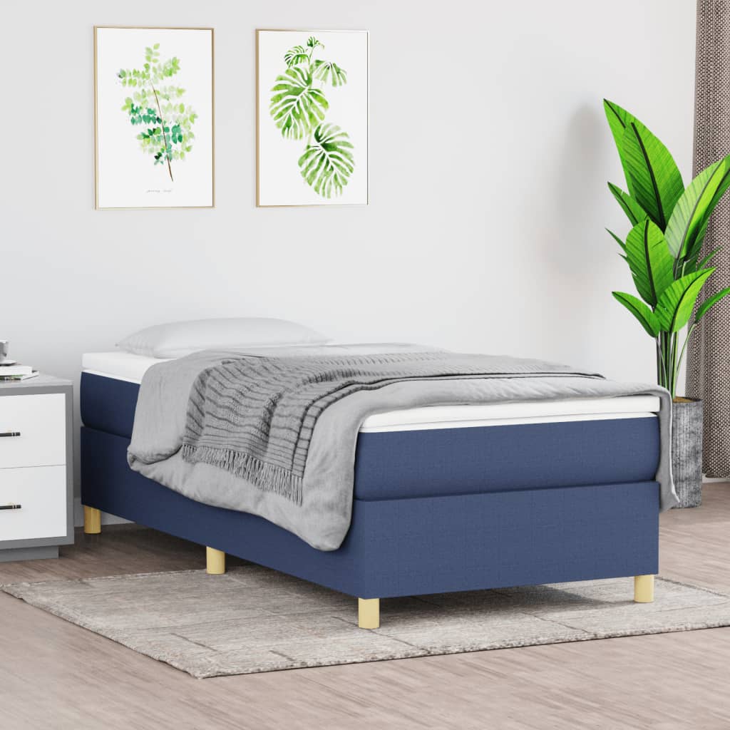 Box Spring Postel S Matrací Textil Modrá