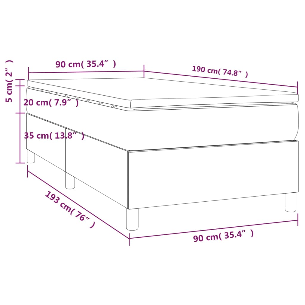 Box Spring Postel S Matrací Textil Tmavě Hnědá