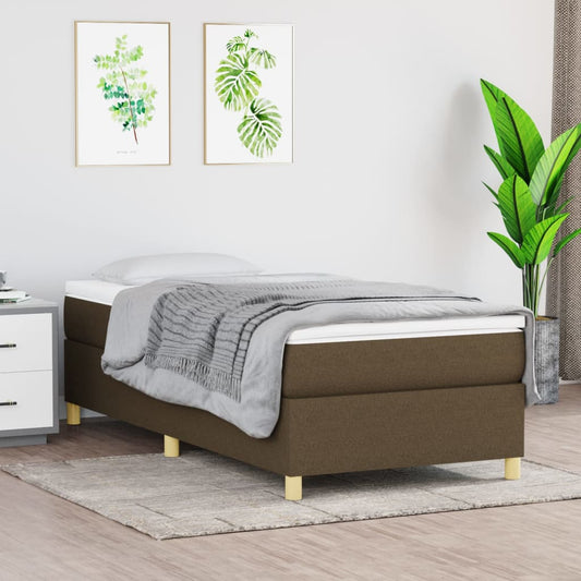 Box Spring Postel S Matrací Textil Tmavě Hnědá