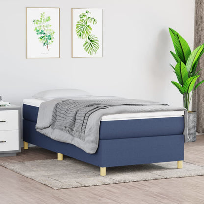 Box Spring Postel S Matrací Textil Modrá