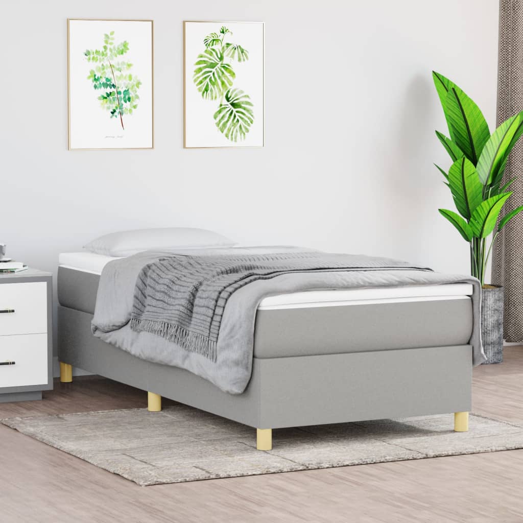 Box Spring Postel S Matrací Textil Světle Šedá