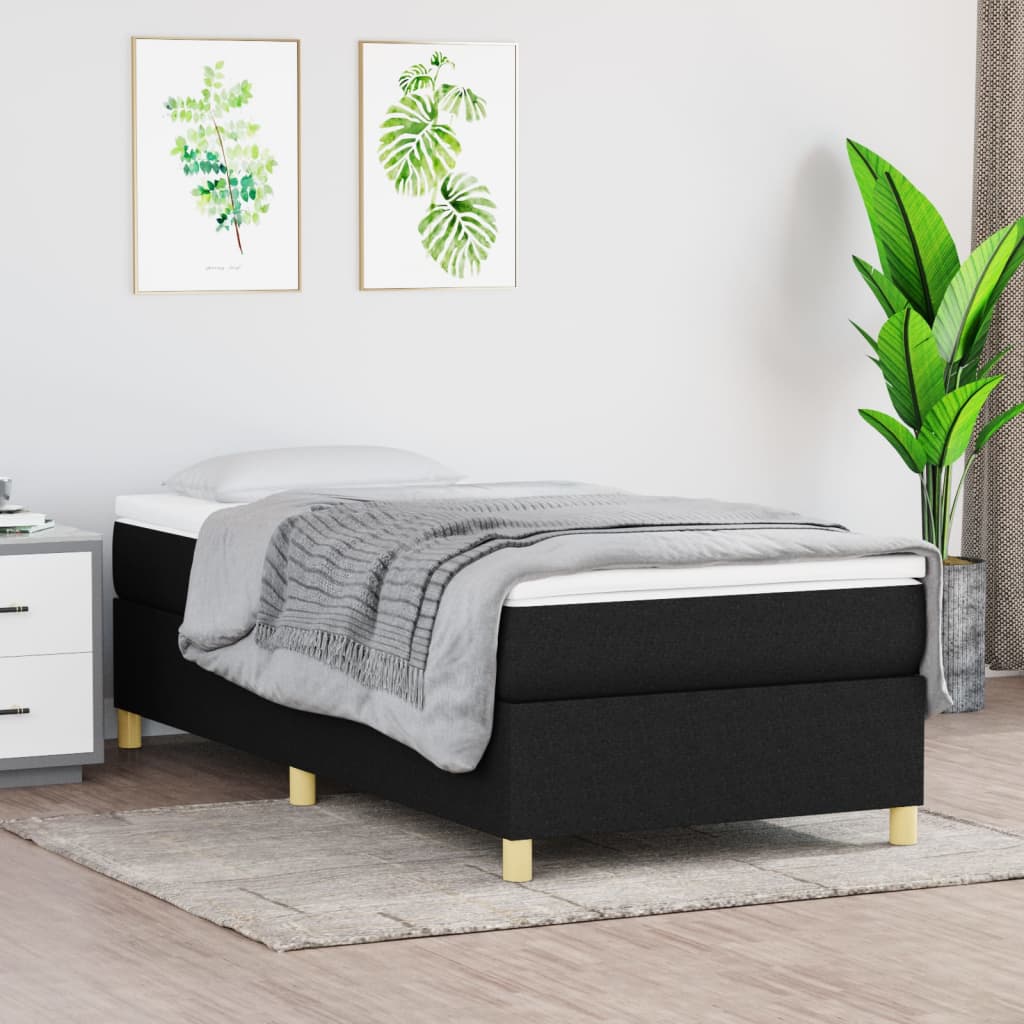 Box Spring Postel S Matrací Černá Textil Černá